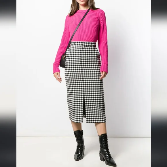 AMI PARIS Gingham Midi Skirt - Picture 11 of 12